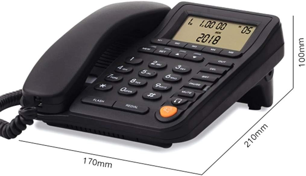 Black Desk Phone,Corded Phone,with Speakerphone,Big Button Corded Telephone Desk Wall Mounted in with Black