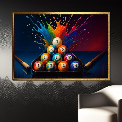 Tableau sur toile boules de billard affiche moderne salle de jeux 50x70