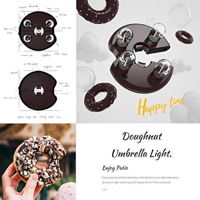 Patio Umbrella Light LED Edison Bulbs Battery Operation 2 Lighting Modes