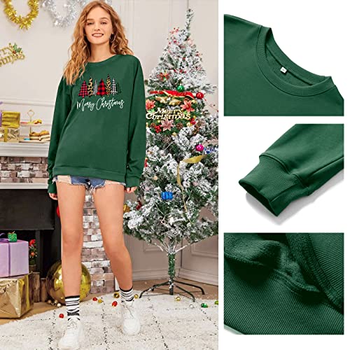 WIEIYM Christmas Sweatshirt Women Chrtistmas Tree Graphic Print Jumper Long Sleeve T Shirt Unisex Pullover Causal Crewneck Tops for Women/Men S-XXL Green - Image 3