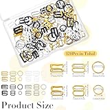 Ouligay 120PCS Metal Bra Strap Clips for Racerback, Bra Hooks Replacement, Adjustable Bra Strap Clips Sliderfor Slip Dress, Halter Swimsuit, 3 Styles, 2 Sizes (Black, White, Gold) - Image 3