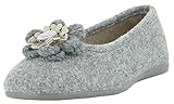 Weiches Obermaterial Florett Nelleke 02732 Damen Hausschuh, Ballerina, Slipper, Slip-On, Pantolette, Pantoffel, Hausschlappen, Puschen, Filz-Optik grau (grau), EU 40