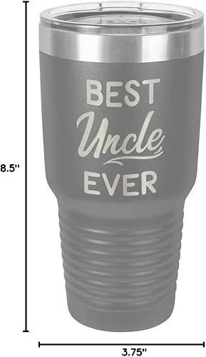 Miniatura 10 de Best Uncle Ever - Vaso gris de 30 onzas con popote y tapa superior deslizante, taza de viaje de acero inoxidable  Comparar con Yeti Rambler