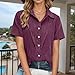 Aniywn Cute Shirt for Women Summer Linen Shirts Short Sleeve Button Down Tops 2026 V Neck Casual Lightweight Loose Fit Blouse