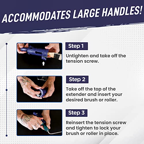 Foxtrot Multi-Angle Paintbrush Extender - Extension Pole Attachment Holder For Paint Brush, Roller, Scraper - Rotating Head, Secure Handle Grip - Easily Reach Ceilings, Walls, Corner Edges - Blue #TOP1