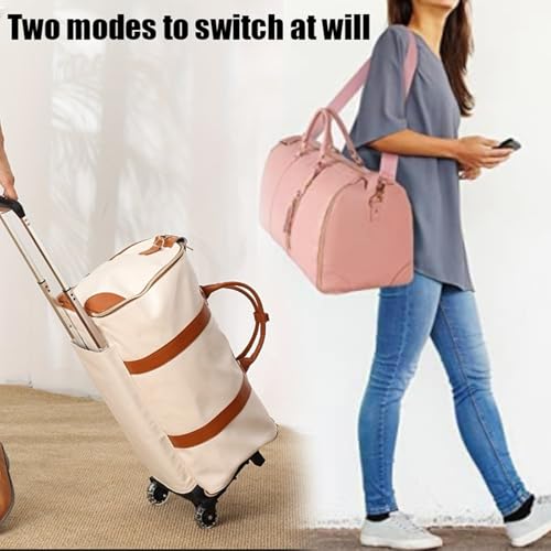 Trendfetchus Foldable Travel Bag 2.0 with Wheels, 60l Large Capacity Convertible Duffle Bag, Waterproof Convertible Garment Bag with Separate Shoe Compartment (C)3