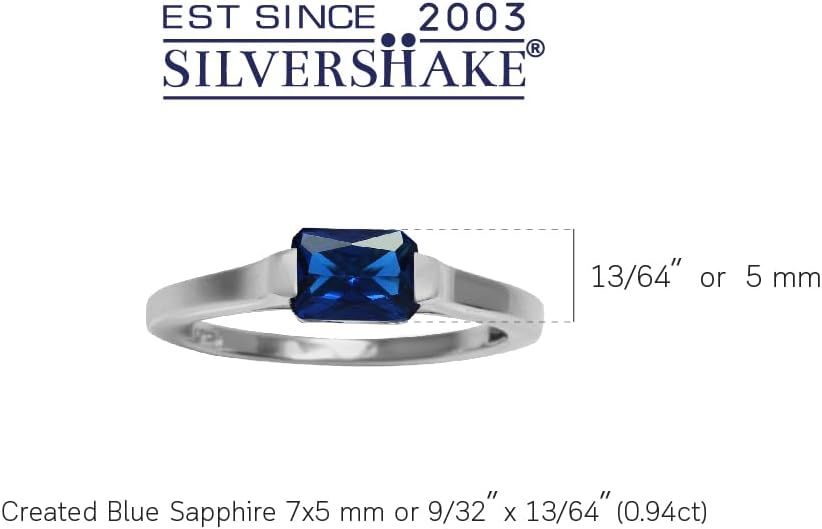 Silvershake Half Bezel Set Octagon Shape Gemstone White Gold Plated or Yellow Gold Plated 925 Sterling Silver Minimalist East-West Solitaire Promise Ring Jewelry for Women - Image 3