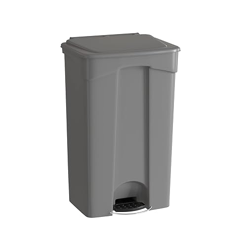 Miniatura 11 de Bote de basura rectangular beige de 72 cuartos de galón/18 galones, eliminación manos libres, cubo de basura con pedal de pie