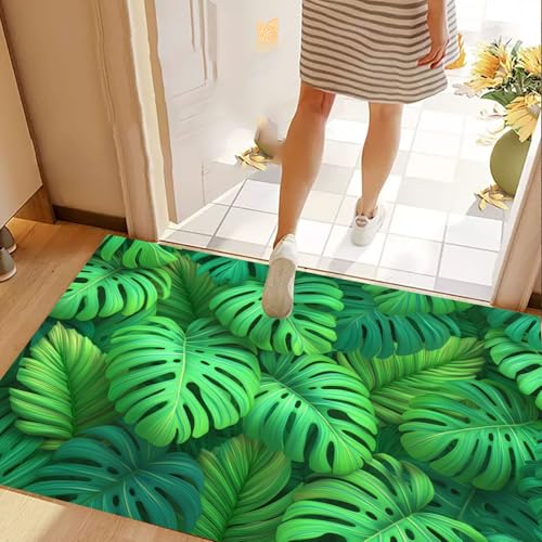 Tapis entree interieur lavable monstera pour stopper les salissures - 5