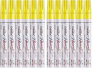 Yellow Paint Pens Paint Markers, 12 Pack Waterproof Oil-Based Paint Pen Set Quick Dry and Permanent, Markers for Rock Painting, Stone, Ceramic, Wood, Fabric, Plastic, Canvas, Glass, Mugs, Tires