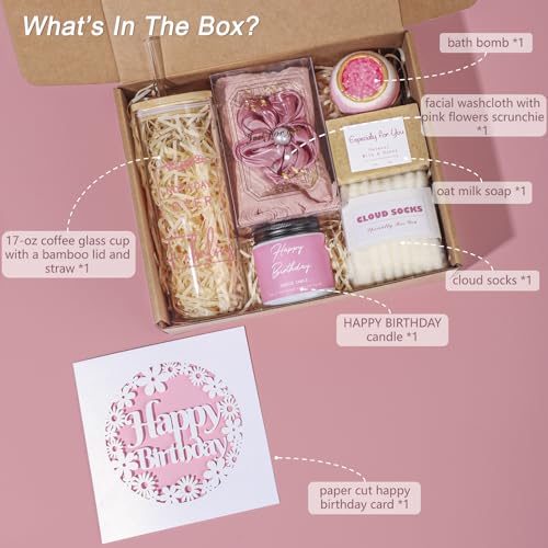 Birthday Gifts for Women, Happy Birthday Gift Set for Sister, Unique Gift Baskets for Mom, Funny Gift Ideas, Gift Box for Wife Best Friends Daughter Coworkers Aunt Teacher(Pink) — view 2