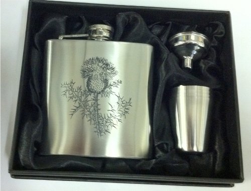 Lucy G Scottish Thistle 6oZ Hip Flask can be Personalised Engraved Free hf5 6oz 4cupbox