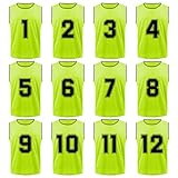 TopTie 12 Pack Numbered Scrimmage Team Practice Pinnies Mesh Jerseys Vests Pinnies (#1-12)