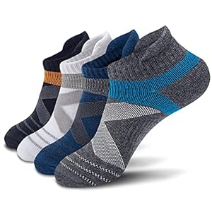 Ankle Compression Socks 4 Pairs for Men and Women 16-23 mmHg with Cotton Cushioned Achilles Tendonitis Brace