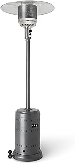 Amazon Basics 46,000 BTU Outdoor Propane Patio Heater with Wheels, Commercial & Residential, Slate Gray, with Water Tank, 32.1 x 32.1 x 91.3 inches (LxWxH)