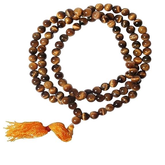 Tiger Eye Mala - 8 MM - Tiger Eye Stone Mala (8 mm) 108+1 Beads for Courage and Self Confidence