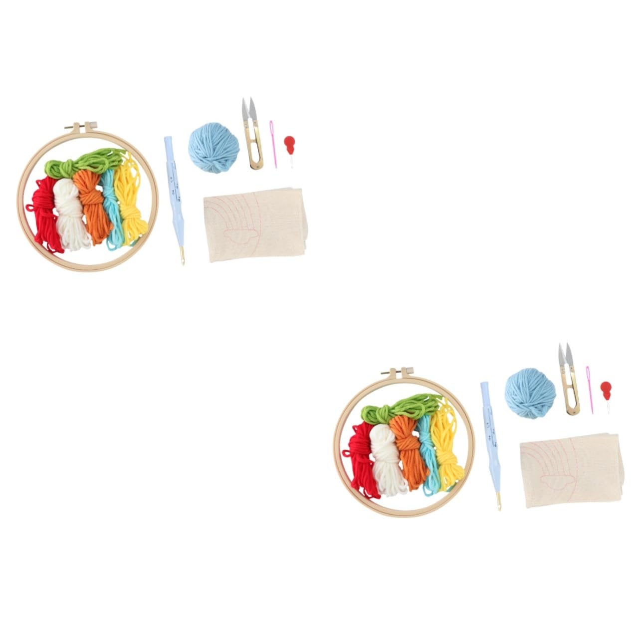 STOBOK 2sets Kit Creativo Di Ricamo Per Ragazzo Ragazza Di Strumenti Per Ricamo Con Base Tonda Fili Colorati Per Lavoretti Fai Da Te e Decorazioni Per La Casa Stile Piccola Arcobaleno