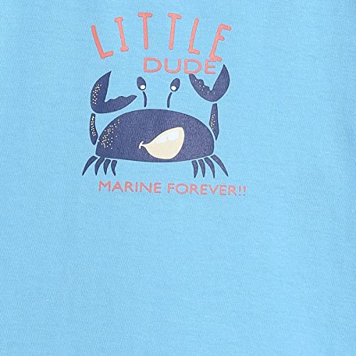 Image of miniklub Boys Round Neck Short Sleeve Knitted Cotton T-Shirt (Blue Color)