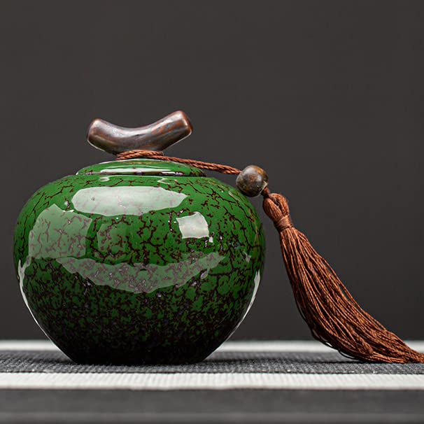 Tarro de cerámica vintage para té, café y caramelos, elegante recipiente en rojo y verde, perfecto para cocina e ideas de regalo
