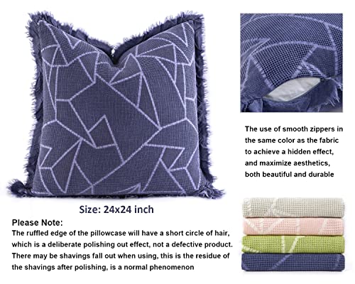Cocoploceus Boho Pillow Covers 24X24 Set Of 2 Throw Pillow Covers Stone Washed Geometric Triangle Pattern Euro Shams Decorative Cushion Covers For Couch Sofa Bedroom Car (Dark Purple #TOP3