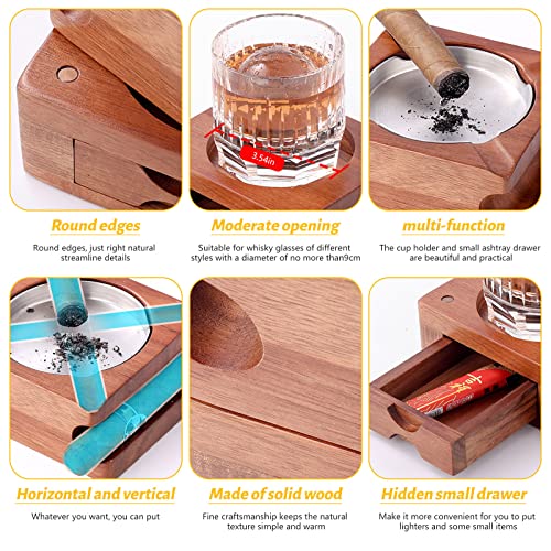 Porta-copos de cinzeiro de charuto bandeja de vidro de uísque e suporte de charuto, cinzeiro de ciga