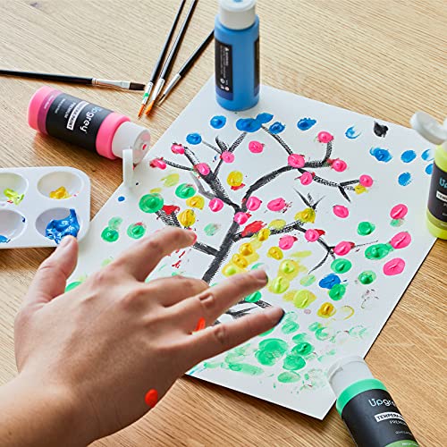 Upgrey Washable Tempera Paints 42 X 60Ml Colors, Kids Paint Poster Paint Non-Toxic Include 16 Basic, 8 Neon, 8 Metallic, 8 Glitter, 2 Glow With Palettes, Spatula, Sponge And Brushes For Poster Painting Finger Paints #TOP2