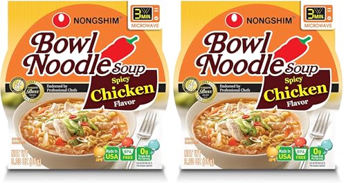 Image of Nongshim Ramen Noodles, Gourmet Instant Ramen bowl, Premium Microwavable Noodle Soup, Spicy Chicken, 3.03 Ounce (Pack of 2)