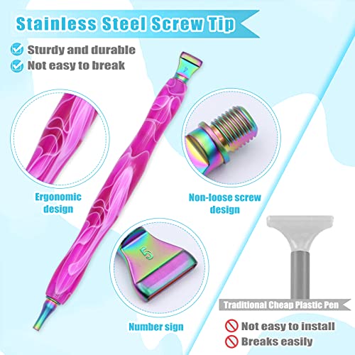 Zynery 25 Pcs Diamond Painting Pens Kit, 12 Pcs Metal Screw Thread Tips Stainless Steel Tips With 12 Clay, Diamond Art Pens 5D Diamond Painting Tools Accessories For Diy Crafts #TOP4