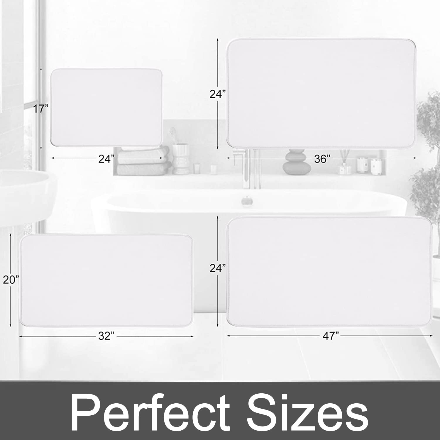 Smiry Memory Foam Bath Mat, Super Soft Absorbent Bathroom Rugs Non Slip Bath Rug Runner for Shower Bathroom Floors, 24" x 36", White