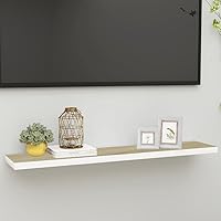 Vista 21 de Estantes flotantes de pared, 2 piezas de madera de fibropanel de densidad media gris de 47.2 x 9.3 x 1.5 pulgadas, estante de almacenamiento