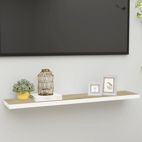 Miniatura 21 de Estantes flotantes de pared, 2 piezas de madera de fibropanel de densidad media gris de 47.2 x 9.3 x 1.5 pulgadas, estante de almacenamiento