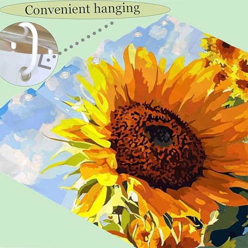 Rideau de douche imperméable avec ourlet lesté jaune fleur
