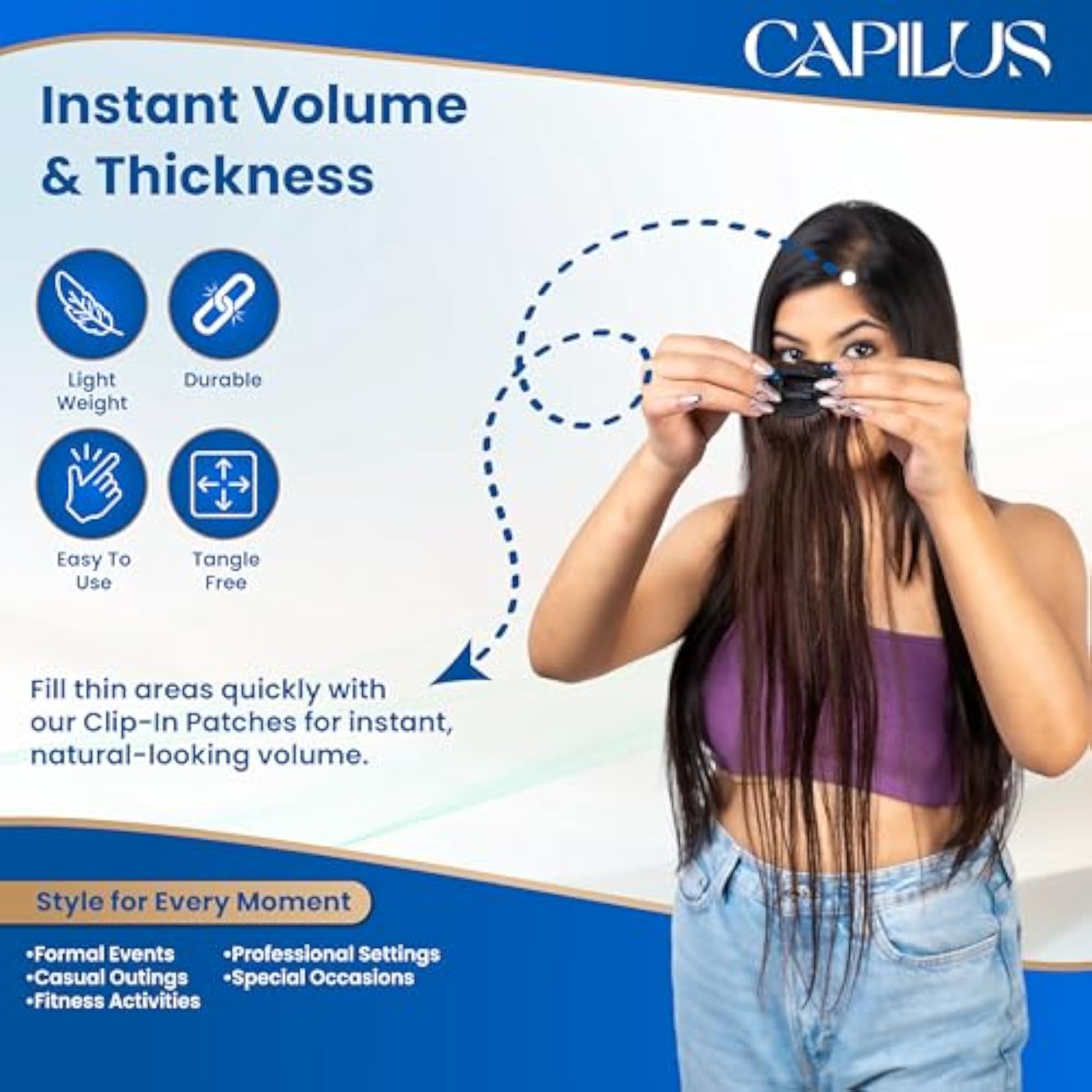 Invisible Hair Patch 100% Indian Human Hair Extensions