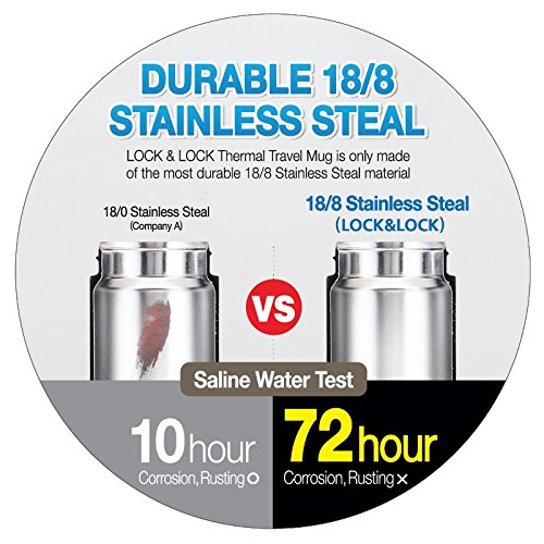 LOCK & LOCK Caneca térmica térmica térmica de aço inoxidável herói, 382 g, preta