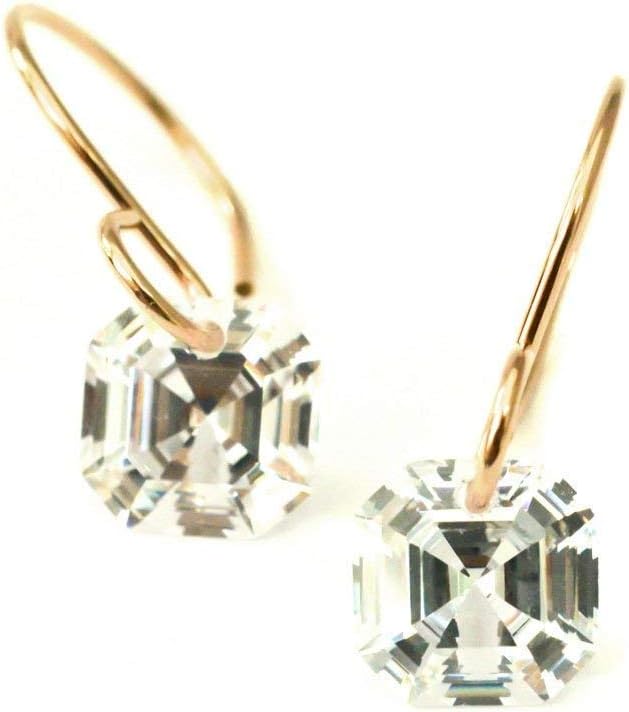 Handmade Asscher Cut Cubic Zirconia Earrings 14/20 Rose Gold-filled V2