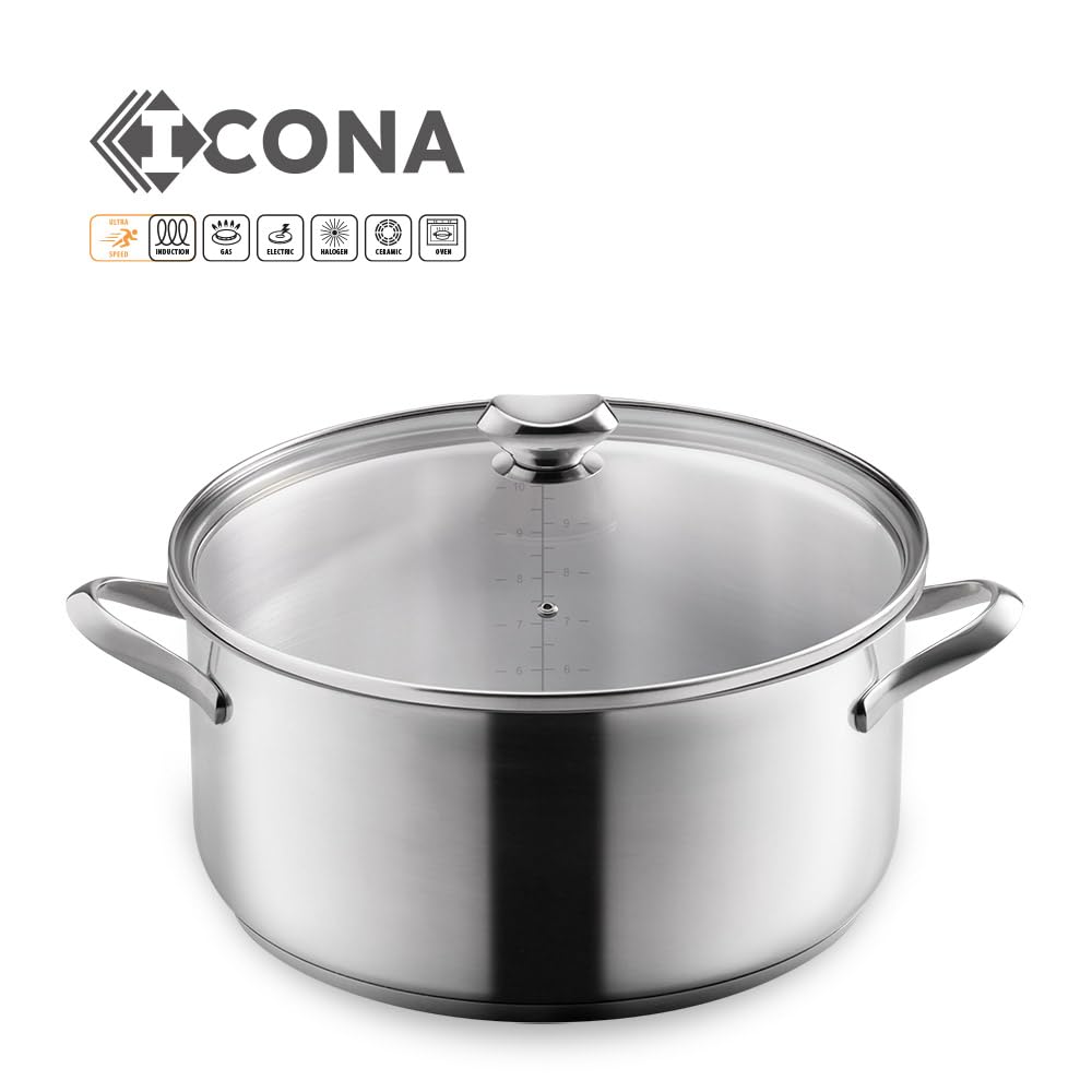Metaltex ICONA - Niedriger Kochtopf, Edelstahl, 32 cm, 10 l