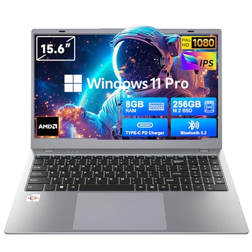 Akocrsiy 15.6' Laptop Computer, AMD 3020e Processor, 8GB DDR4 RAM 256GB SSD, FHD IPS Display, Windows 11 Pro & Office 2024, Long Battery, Type-C, WiFi 5, Lightweight Laptops for Students and Business