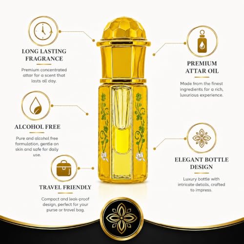 Image of SOLAVEA Green Oud Attar Perfume Oil for Men & Women | Premium Arabic Fragrance | Alcohol Free Long Lasting Concentrated Attar | Luxury Roll On Perfume with Oud, Rose & Musk Notes | Travel Friendly Perfume Oil 3ml,(PACK OF 2)
