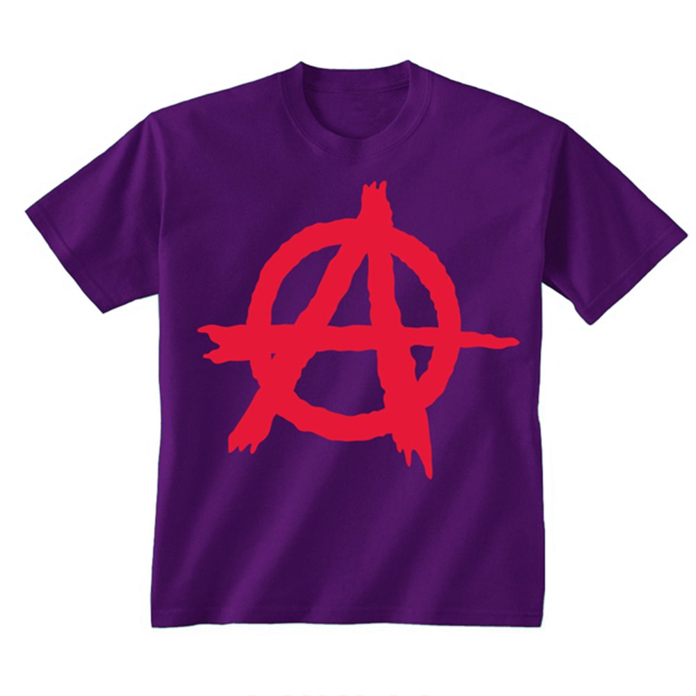 Flip Purple Youth Kids Childrens Anarchy Symbol Punk T-Shirt 12-13 Years (Xl)