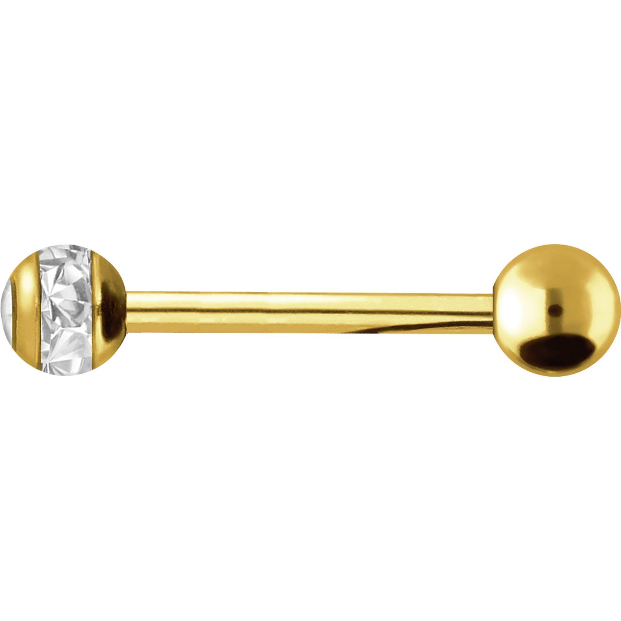 PIERCINGLINE - Barbell de acero quirúrgico | Bola epoxi + cristal | Piercing para el pecho | Color y tamaño a elegir