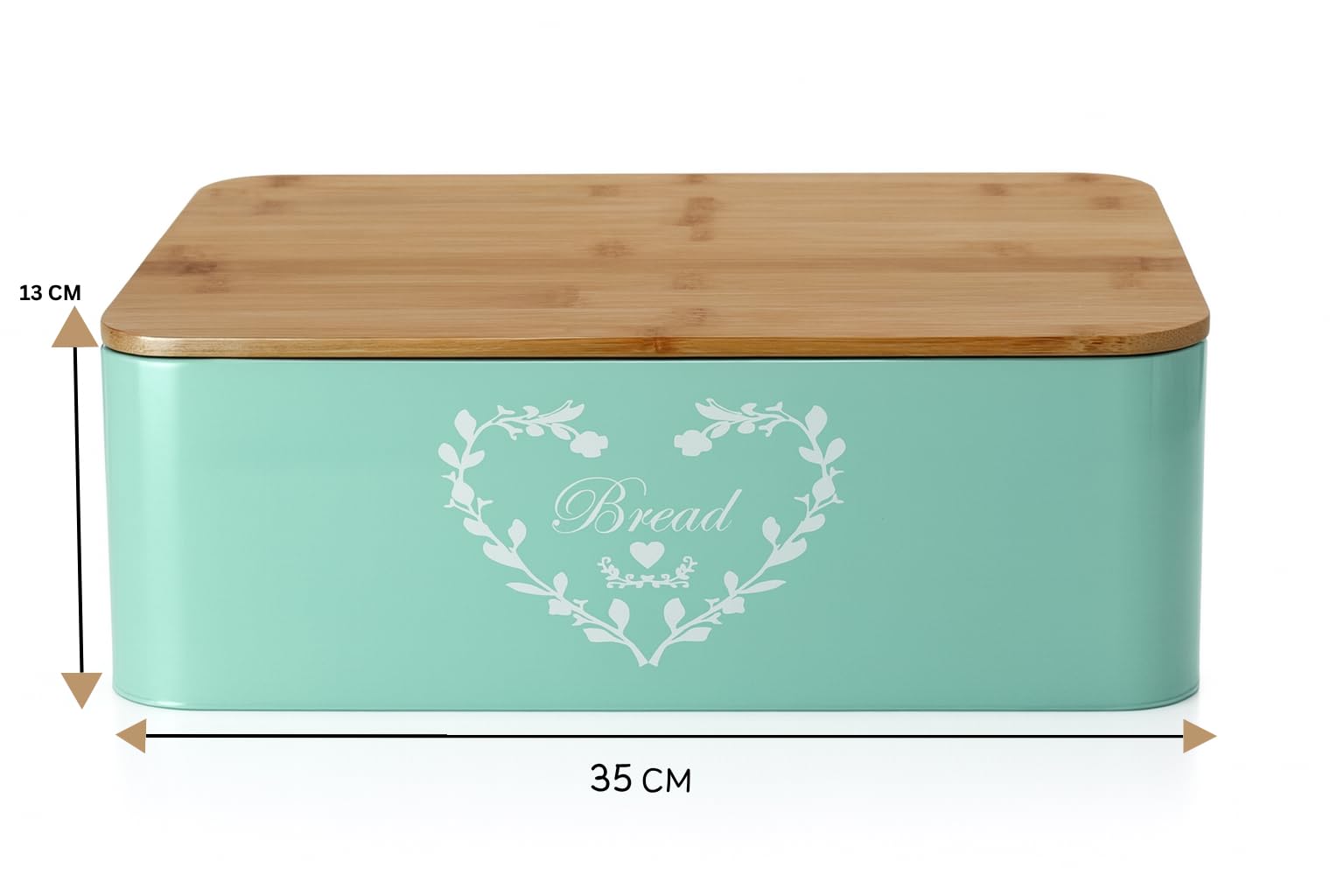 Contenitore Portapane con Coperchio in Bambù, 35x23x13 cm – Conserva Pane Fresco-Grado Alimentare, Design Elegante Verde Menta XXL – Per Pane, Dolci e Snack