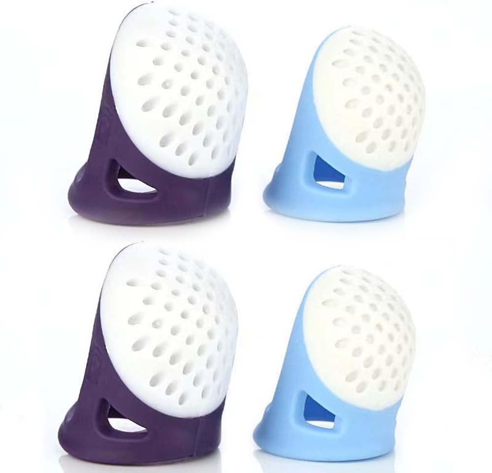 – 4 Pcs Thumb Guard Finger Protectors Sewing Thimble for Sewing Knitting Quilting Poke A Dot Book Cross Stitch