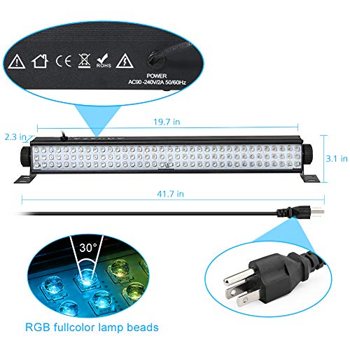 Wash Light Bar, 20" 25w 108 RGB LEDs Stage Light Bar by DMX 512 and Sound Activated for Club Ballroom Uplights Wedding Party Stage Wash Lighting - Thumbnail 4