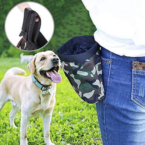 Pet Dog Treat Pouch Bag, Waist Hanging Dog Walking Bag With Cross Opening for Bags, Waterproof Dog Training Bag with Adjustable Drawstring Buckle, Pet Dog Snack Bag for Dog Cat Training Feeding(Green) Cover