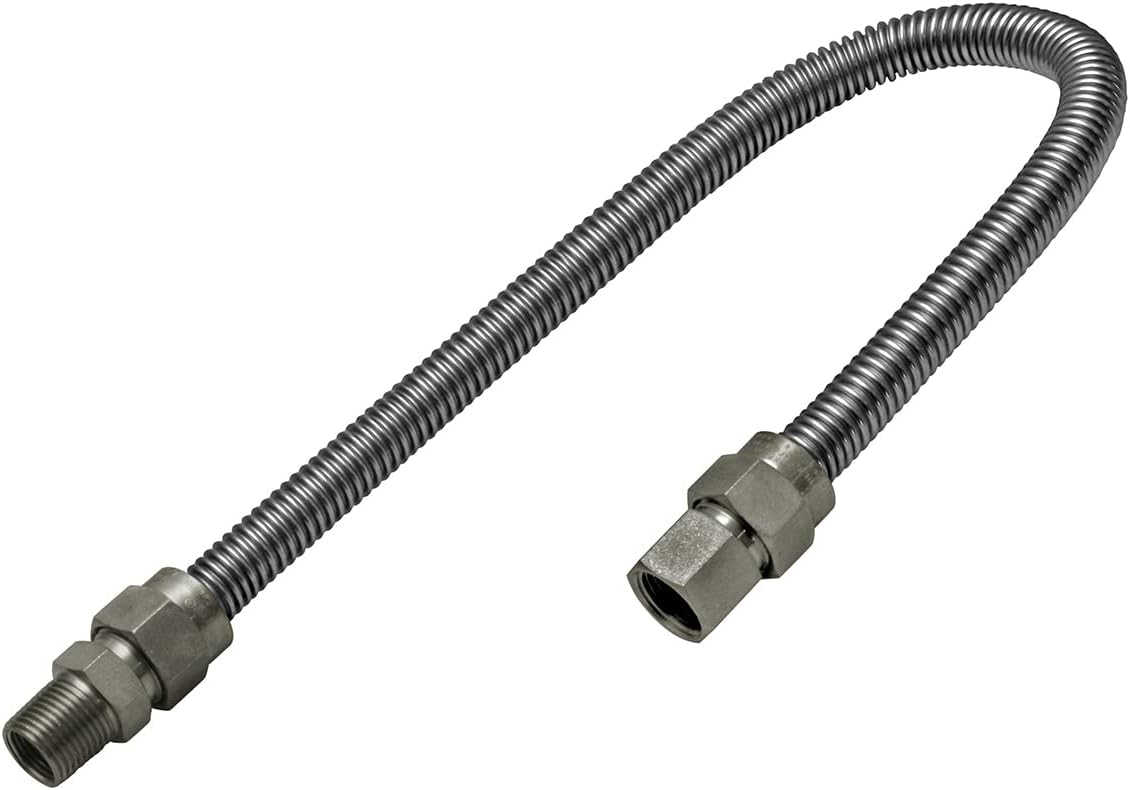 Gas Connector Kit 72 inch Stainless Steel, 5/8” OD Flexible Gas Hose Connector for Gas Range, Furnace, Stove with 1/2” FIP x 1/2” MIP Stainless Steel Fittings, 72” Gas Appliance Hook up Kit