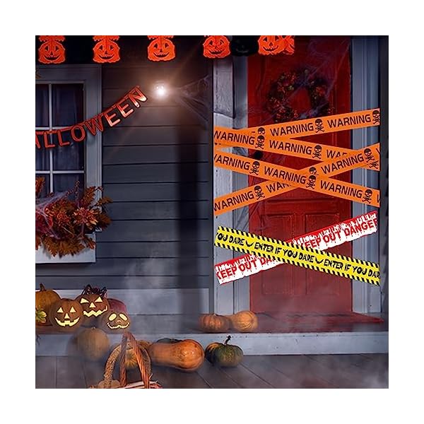 3 Rolls Halloween Fright Tape Halloween Warning Tape Caution Tape Yellow Barrier Tape Hazard Tape Keep Out Tape Enter If You Dare Prop Haunted Horror Tape Scare Decoration for Outdoor Bat Zombie Party