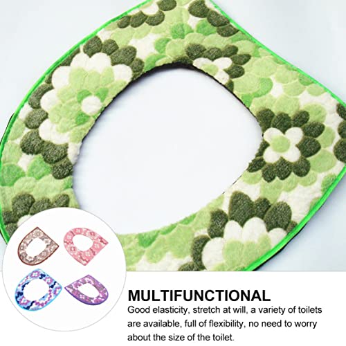 Cabilock 8Pcs Pads Home Pad Washable Toilet Bathroom Mixed Polyester Color Plush Pasting Closestool Winter Mat Cushion Accessories Thicken Cover Fuzzy Toilet Seat Cover #TOP2