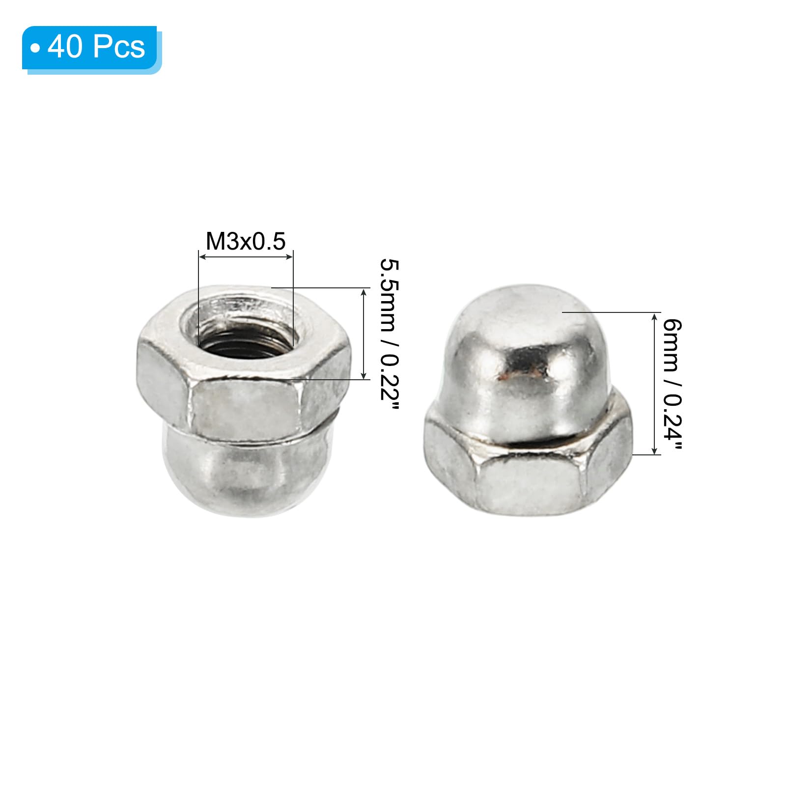 PATIKIL M8x1.25 Acorn Hex Bolt Covers, 25 Pcs Dome Head Carbon Steel Hexagon Decorative Cap Nuts For Home Repair, Industrial Equipment Fasteners, Gold - View #10