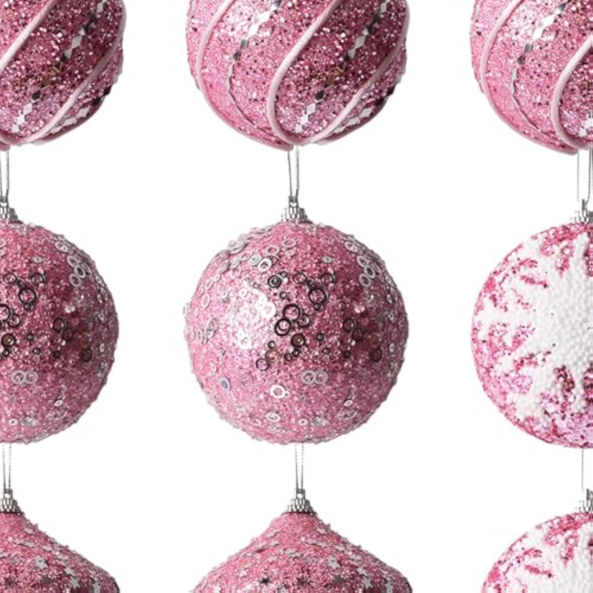 9 Pieces Christmas Tree Pink Ball Ornaments