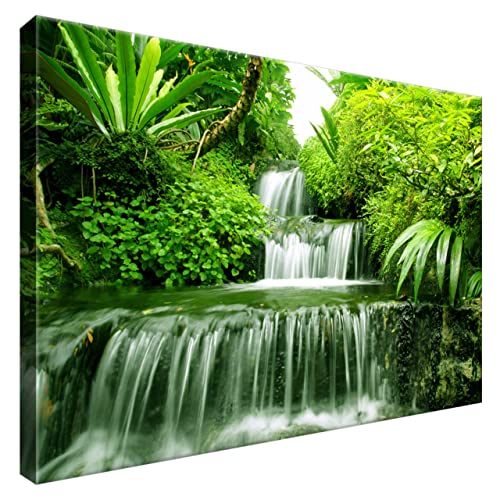 Estika Leinwand bilder - Urwald, Wasserfall, Grüner Wald - 60x40 cm, 1 teilige kunstdruck - Wandbilder wohnzimmer, schlafzimmer, Moderne wanddeko, Bild auf leinwand - Natur bilder - 2353A_1E Estika Leinwand bilder - Urwald, Wasserfall, Grüner Wald - 60x40 cm, 1 teilige kunstdruck - Wandbilder wohnzimmer, schlafzimmer, Moderne wanddeko, Bild auf leinwand - Natur bilder - 2353A_1E